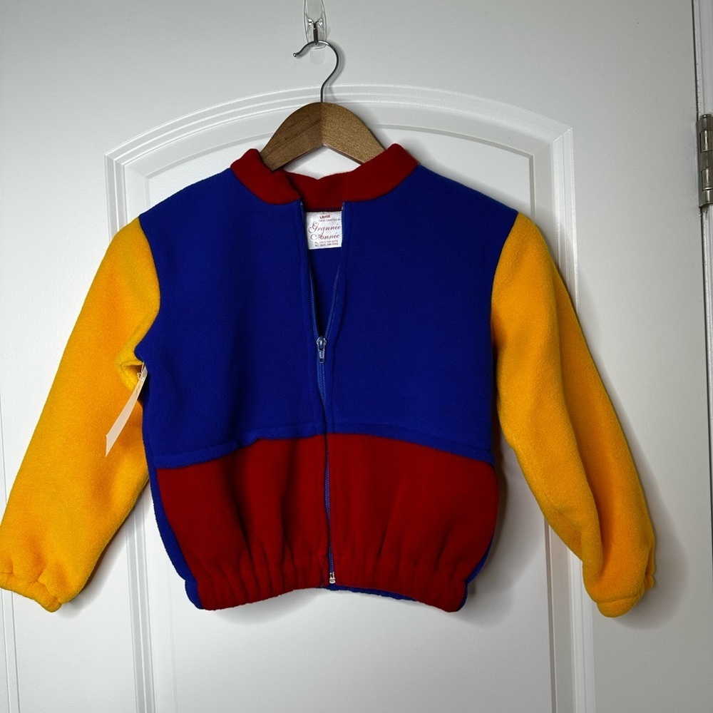 Colorful Handcrafted Fleece Zip-Up Jacket Retro90s Vintage Fat Albert